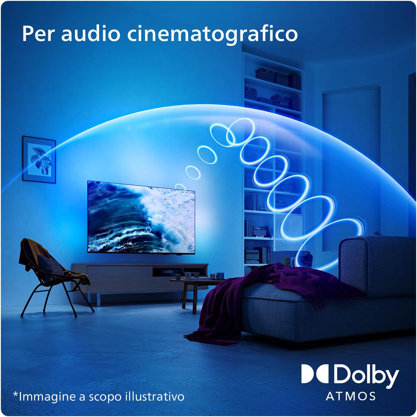 Ambilight 55PUS8109 4K LED Smart TV - Display 55'' with Platform Titan OS, Pixel Precise Ultra HD and Dolby Atmos Sound, Works with Alexa and Google Voice Assistant - Chrome Satinato
