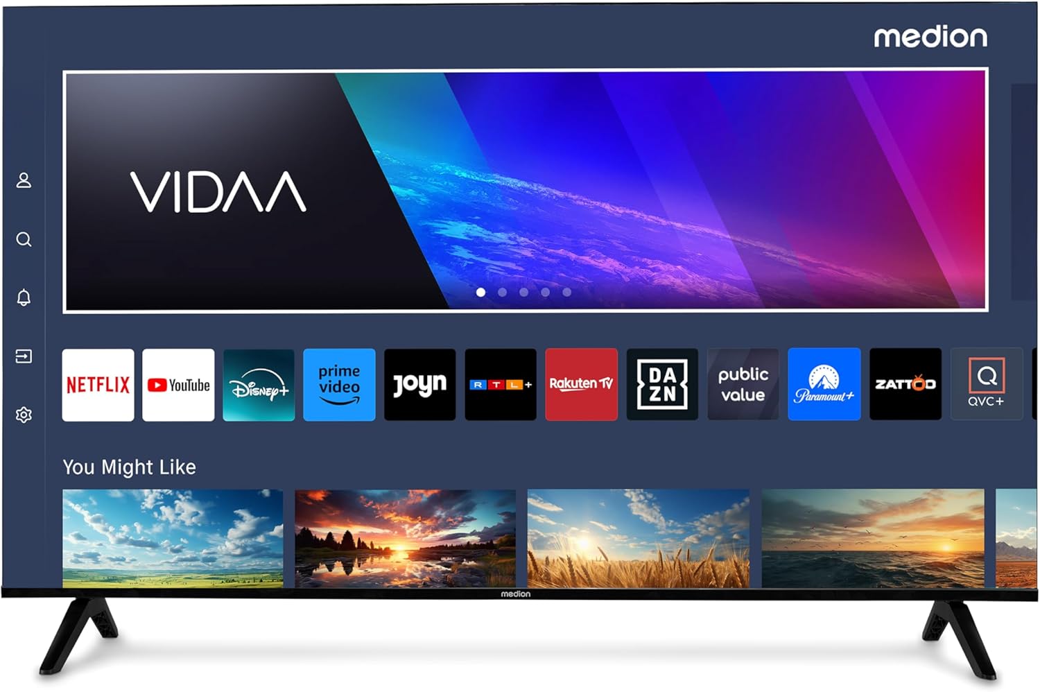 MEDION 125, 7 cm (50 Inch) TV Ultra HD (Smart-TV, HDR10, VIDAA Store, Netflix, Prime Video, Disney+, DAZN, Paramount+, HbbTV, PVR, Bluetooth), MD 850200
