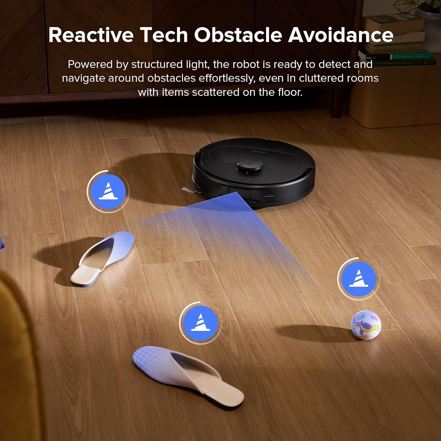 Robot Vacuum Cleaner With Mop 10000Pa Suction Dual Anti-Tangle Brushes Black